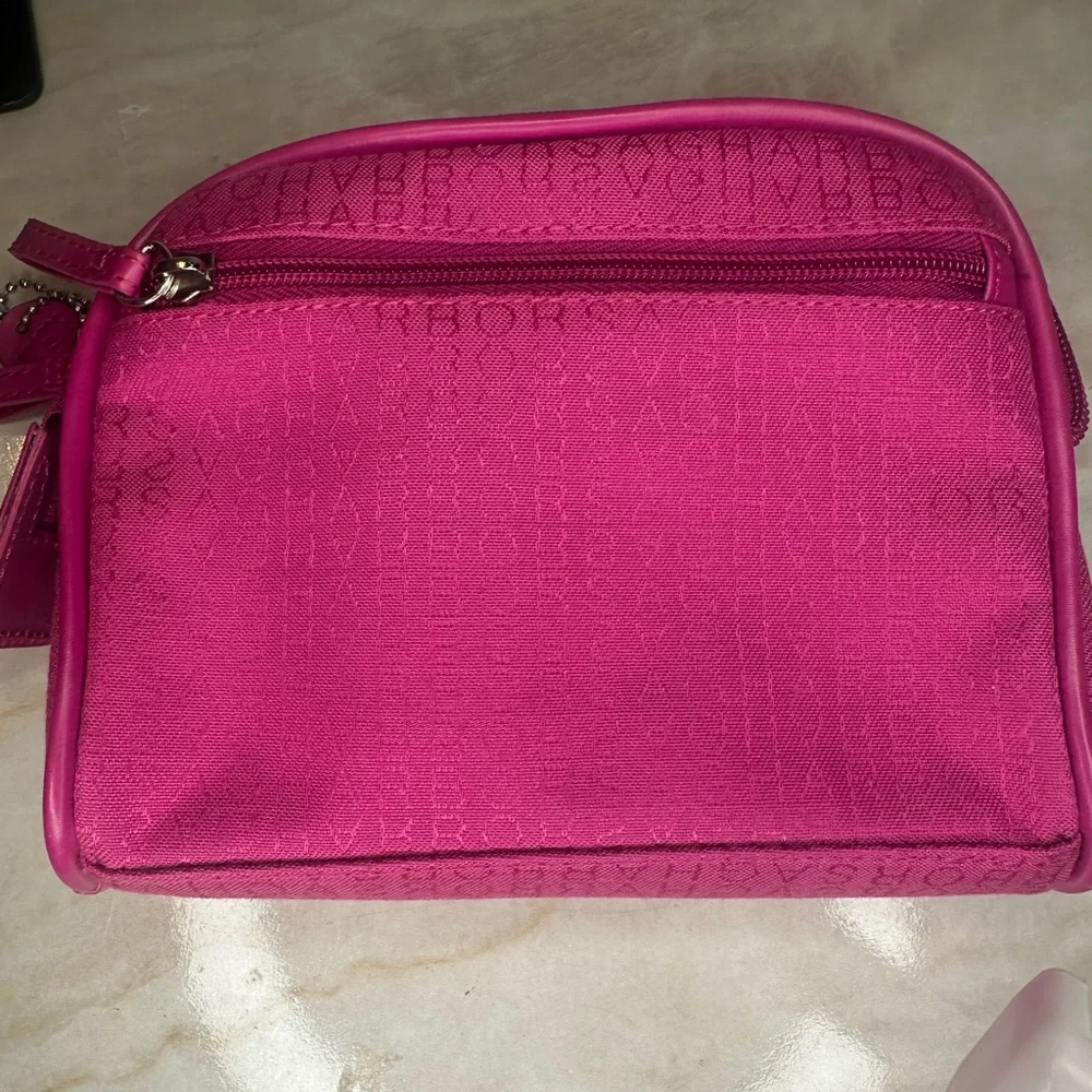 Sag Harbor Pink Cosmetic Bag with Textured Design monogram